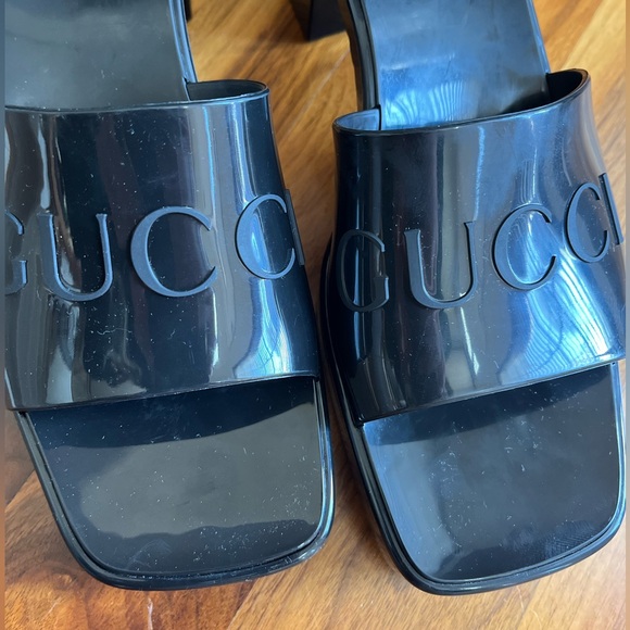 Gucci Rubber Logo Platform Slide Sandal, NEW - Picture 7 of 16